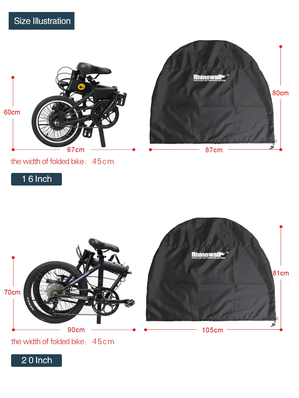 Rhinowalk 14' 16' 22' Folding Bicycle Storage Bag 210D Waterproof Dust Cover Lightweight Portable Bike Loading Bag RF162 (9)
