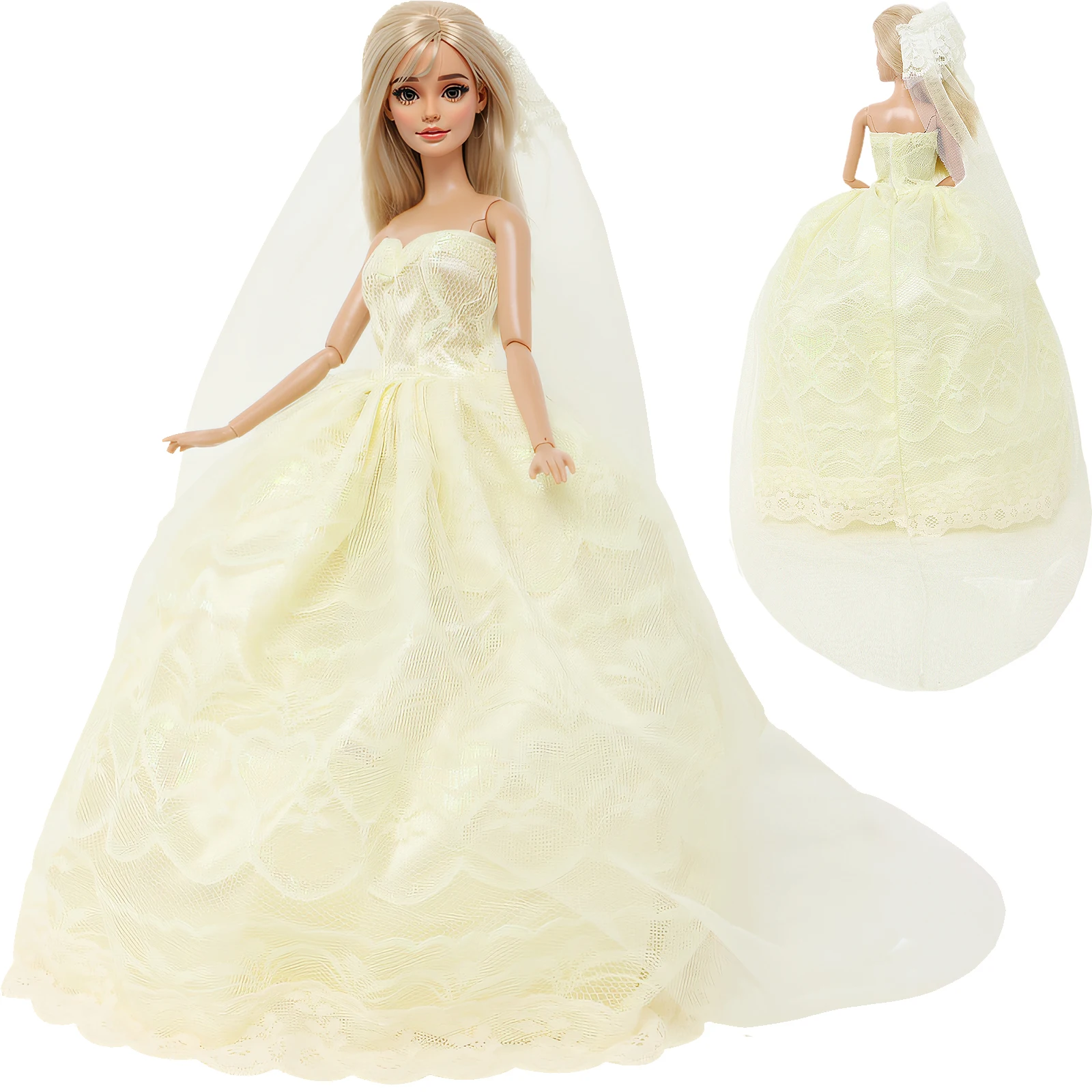 1x Princess Ball Gown Elegant Layer Skirt Party Clothes Hat Veil Long Wedding Dress for Barbie Doll Accessories Lot Styles plush doll accessories barbie doll clothes doll clothes accessories doll clothes doll accessories
