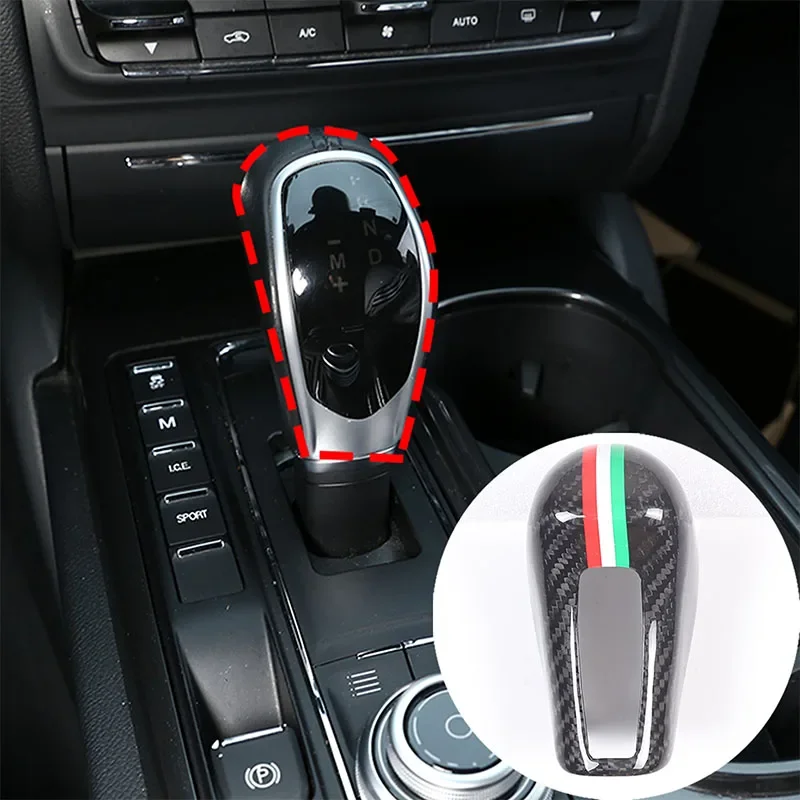 

For Maserati Ghibli Quattroporte Levante 2013-2018 100% Carbon Fiber Gear Shift Knob Head Cover Decorative Sticker Gears