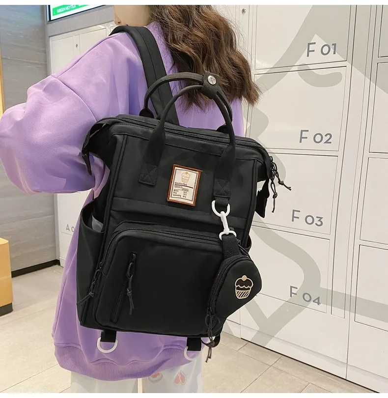 2 In 1 Pcs Sets Fashion Women Backpack Large Capacity School Bag For Girls Trendy Nylon Waterproof Travel Bagpack mochila 2022