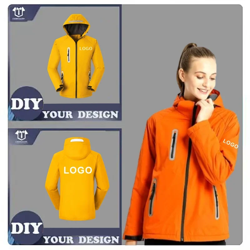 Jackets for Men and Women Waterproof Hooded Casual Wear Printed Embroidery Autumn Winter