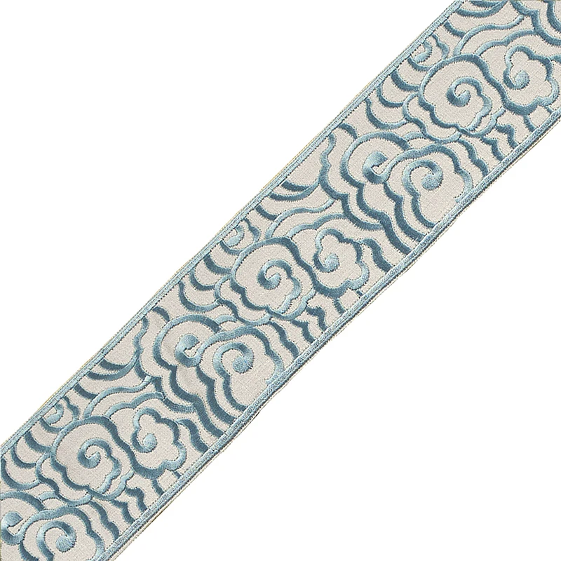 Kleidung Spitze Chinesische Auspicious Cloud Stickerei Spitze DIY Hanfu Kragen Taille Gürtel Zubehör 8 cm Breite Gestickte Band – Detail 3