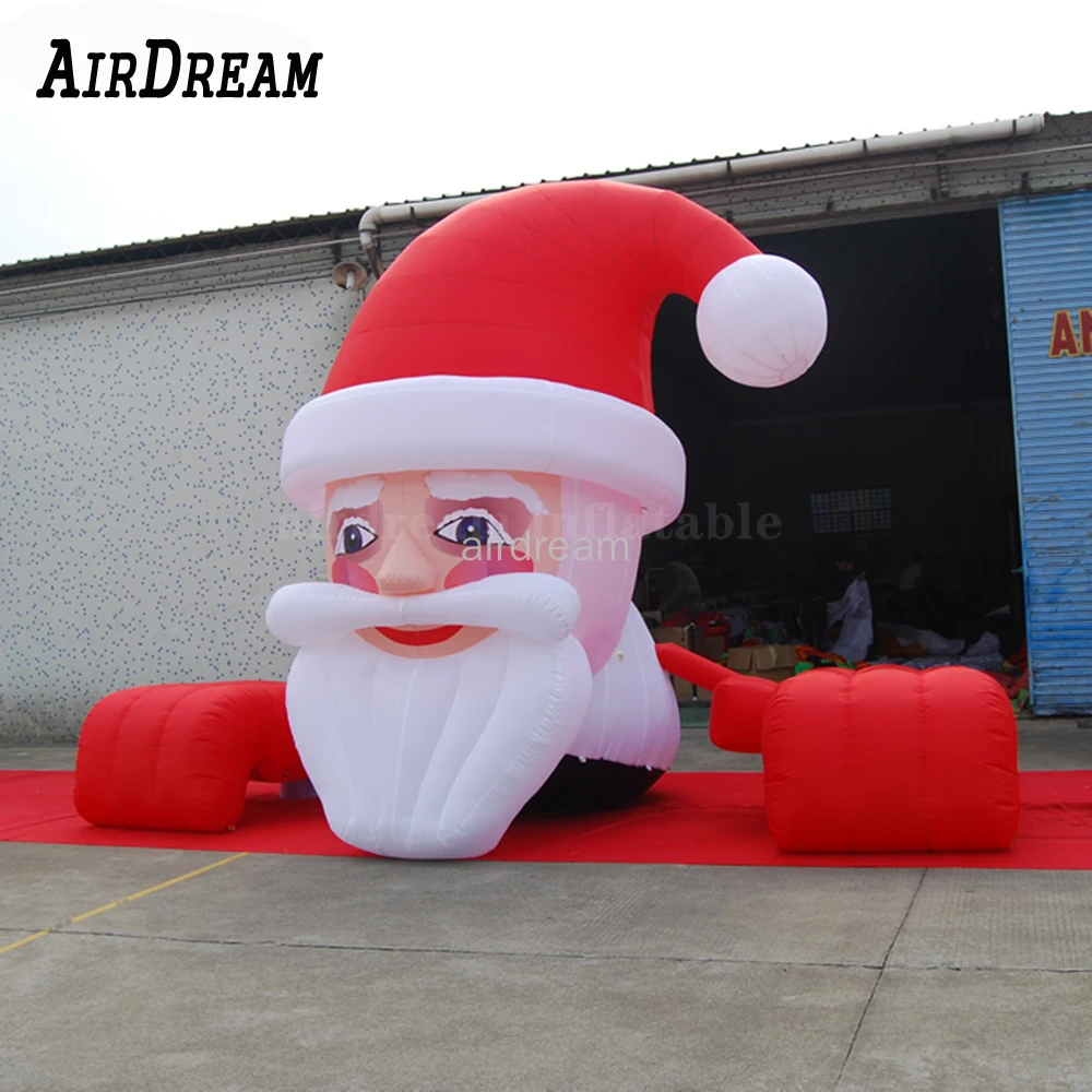 Hanging Giant inflatable santa claus lighting Climbing Wall mall entrance Santas for christmas decoration with Advert Bag Toy 4