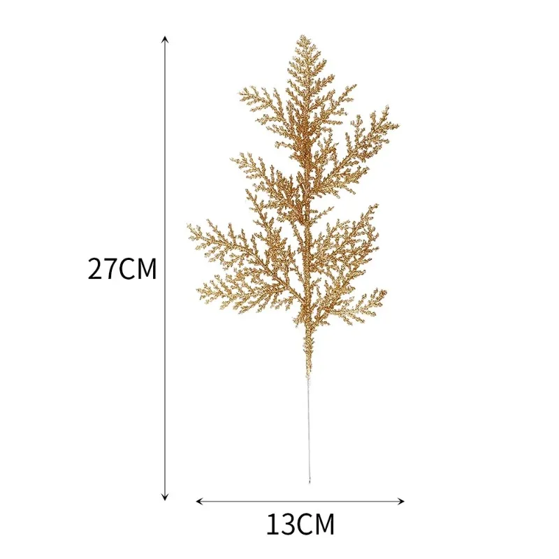 Christmas Glitter Gold Silver Leaves 10/5Pcs Xmas Tree Decoration Pendant Artificial Plants Pine Branches New Year Decoration christmas decorations