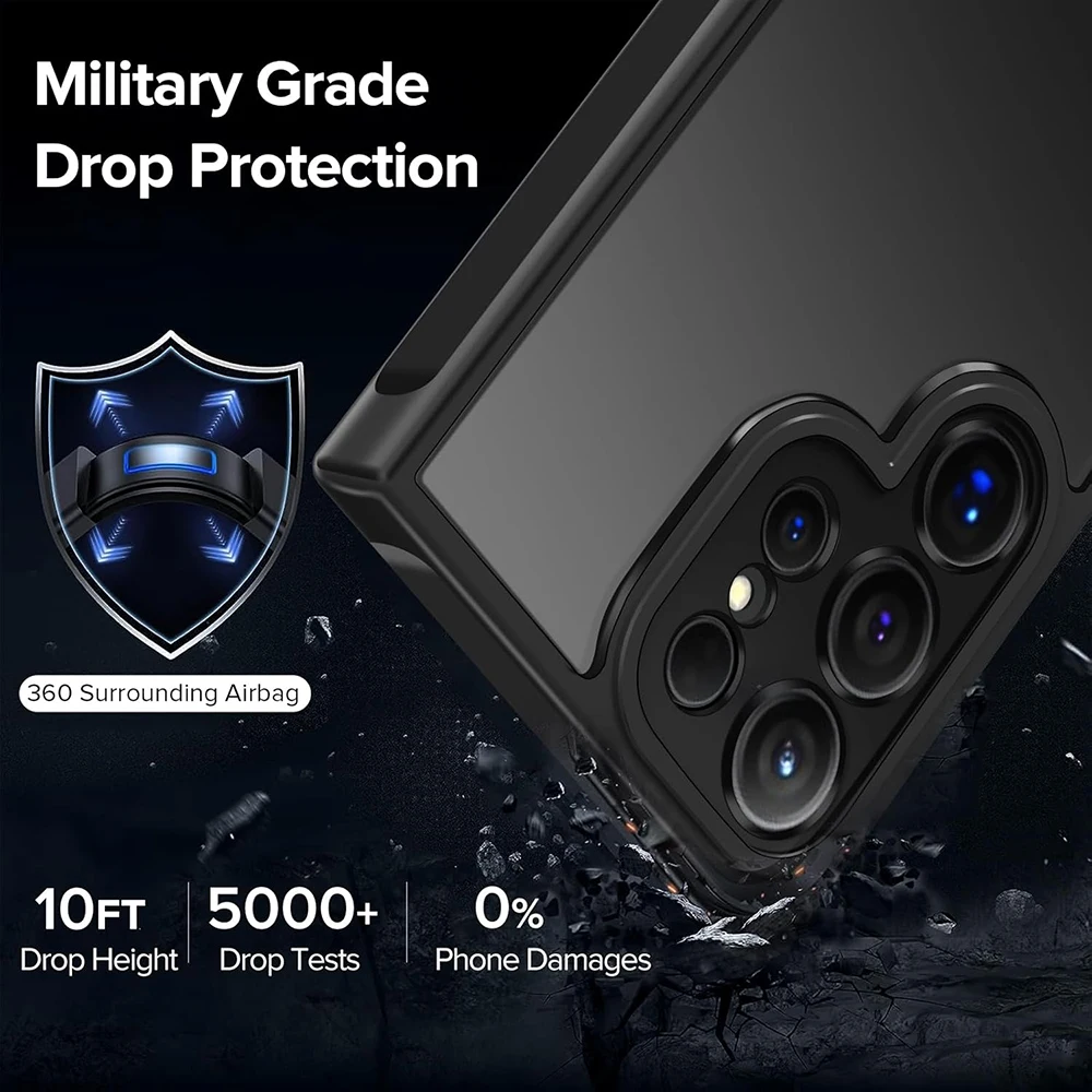 Hybrid Military Grade Anti-Drop Case - Translucent Black Hard Cover