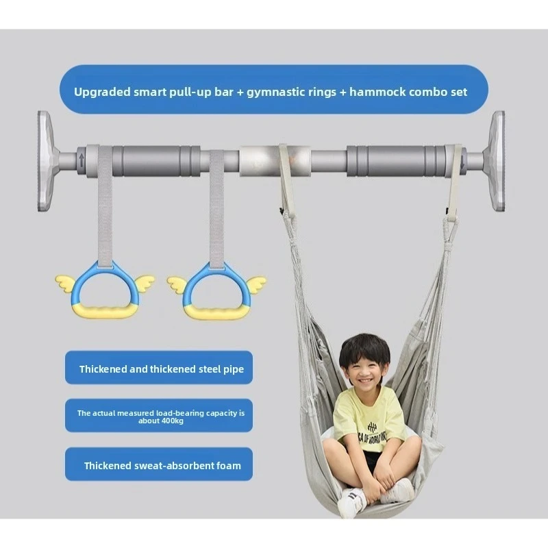 도어 마운트형 수평 바 가정용 실내 풀업 폴 무타공 리프팅 링, 싱글 및 더블 바 피트니스 어시스트 훅