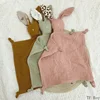 Cute Baby Rabbit Cat Comforter Soft Cotton Sleeping Dolls Soothing Cloth Blanket Baby Muslin Towel Newborn Appease Towel Bibs 2
