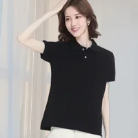 Summer Polo Shirts Korean Style Women Cool Ice Silk Short Sleeve Shirt Breathable Quick Dry Casual Golf Shirts Pullover Tee Tops - Image 5