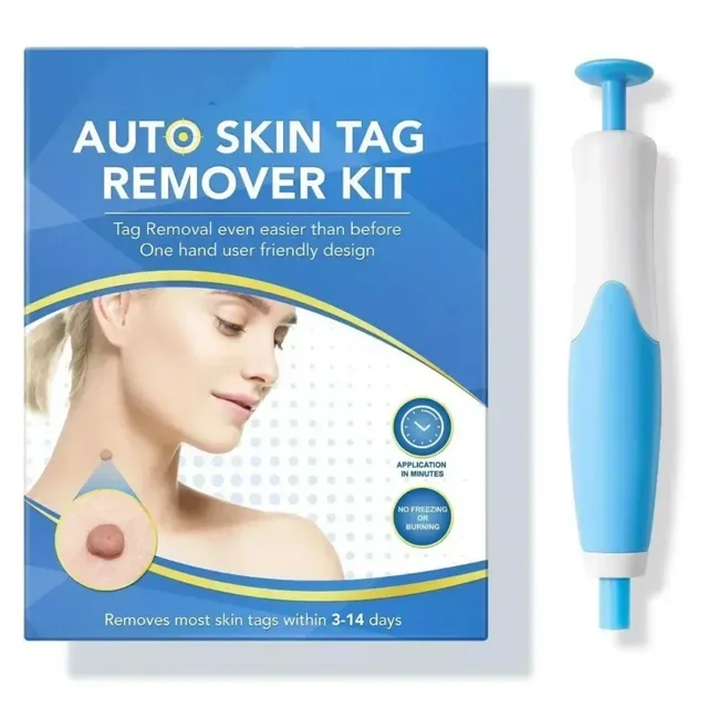 2-IN-1 Auto Skin Tag Removal Tool Kit Painless Skin Label Mole Acne Wart Removal Pen with Cleansing Swabs Facial Skin Care Tool 6