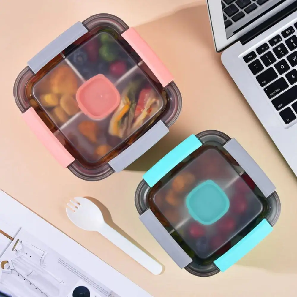 Lunch Box 1100ml/1500ml 2 Layer Grid Salad Bowl Container For Food
