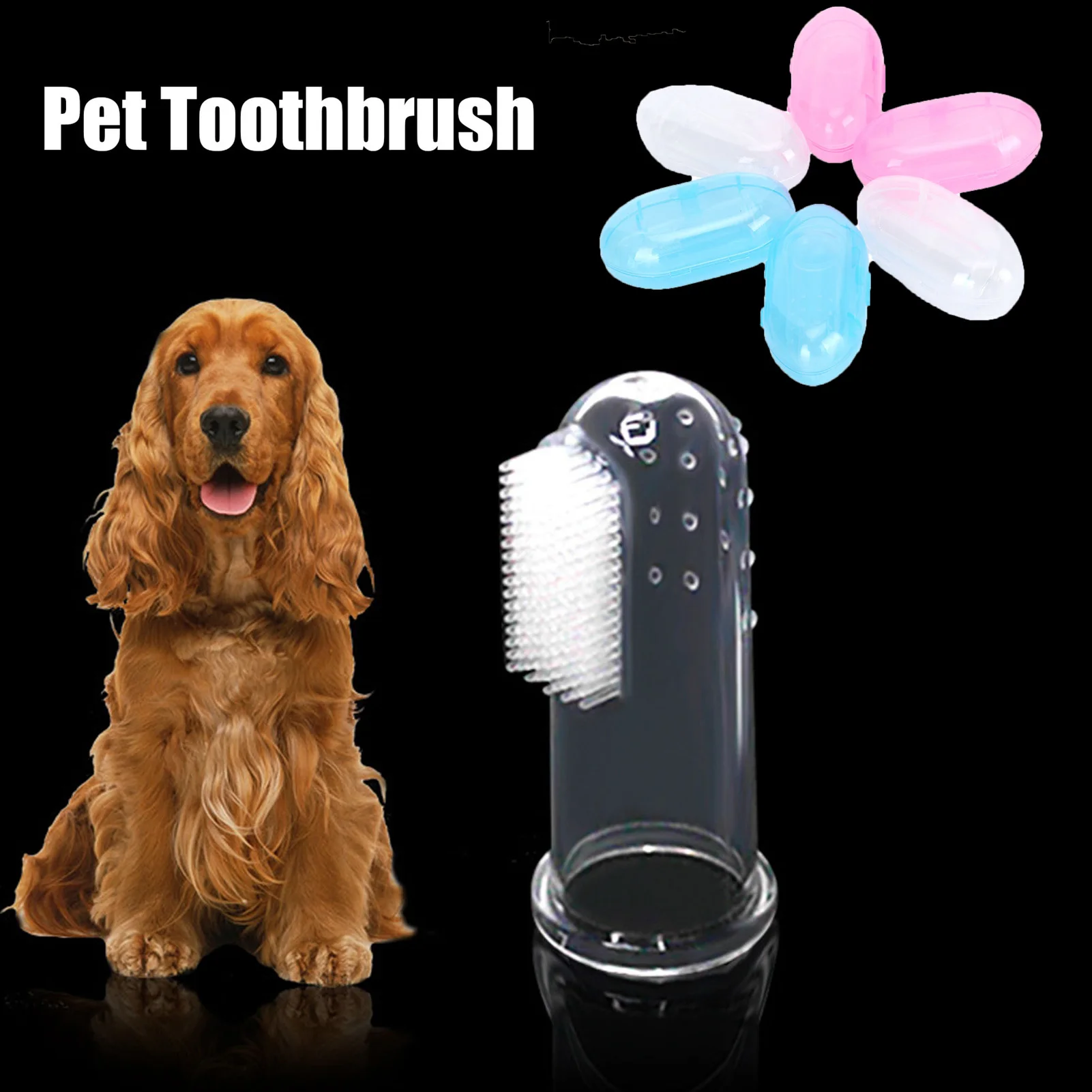 

6pcs Dog Soft Pet Finger Toothbrush Teeth Cleaning Bad Breath Care Nontoxic Silicone Tooth Brush Tool Dog Cat Cleaning Supplies