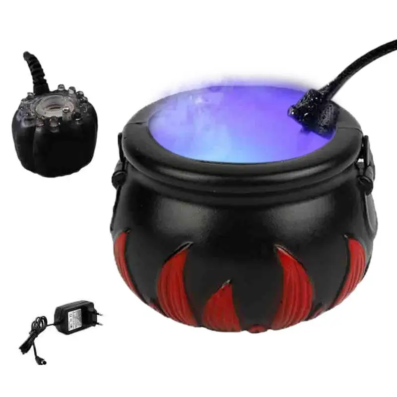 Strega Calderone Fog Maker Black Witch Calderone Fog Maker Water Geyser Pond Fog Black Witch Jar Atomizzatore Lamp Punch Bowl Con 12