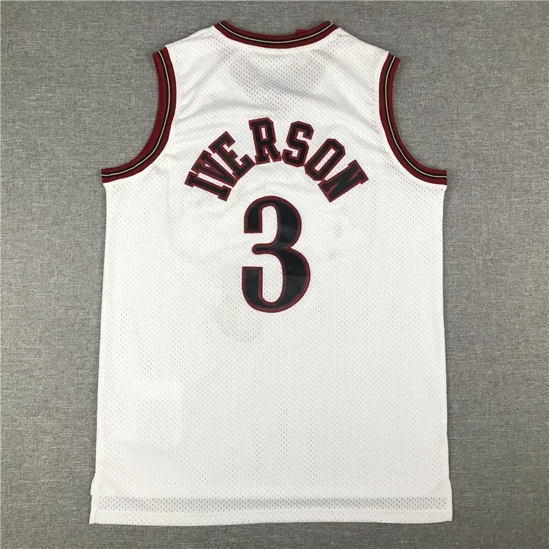 

Новые мужские футболки для американского баскетбола, одежда Allen Iverson #3, футболки Embiid европейского размера, искусственная Толстовка