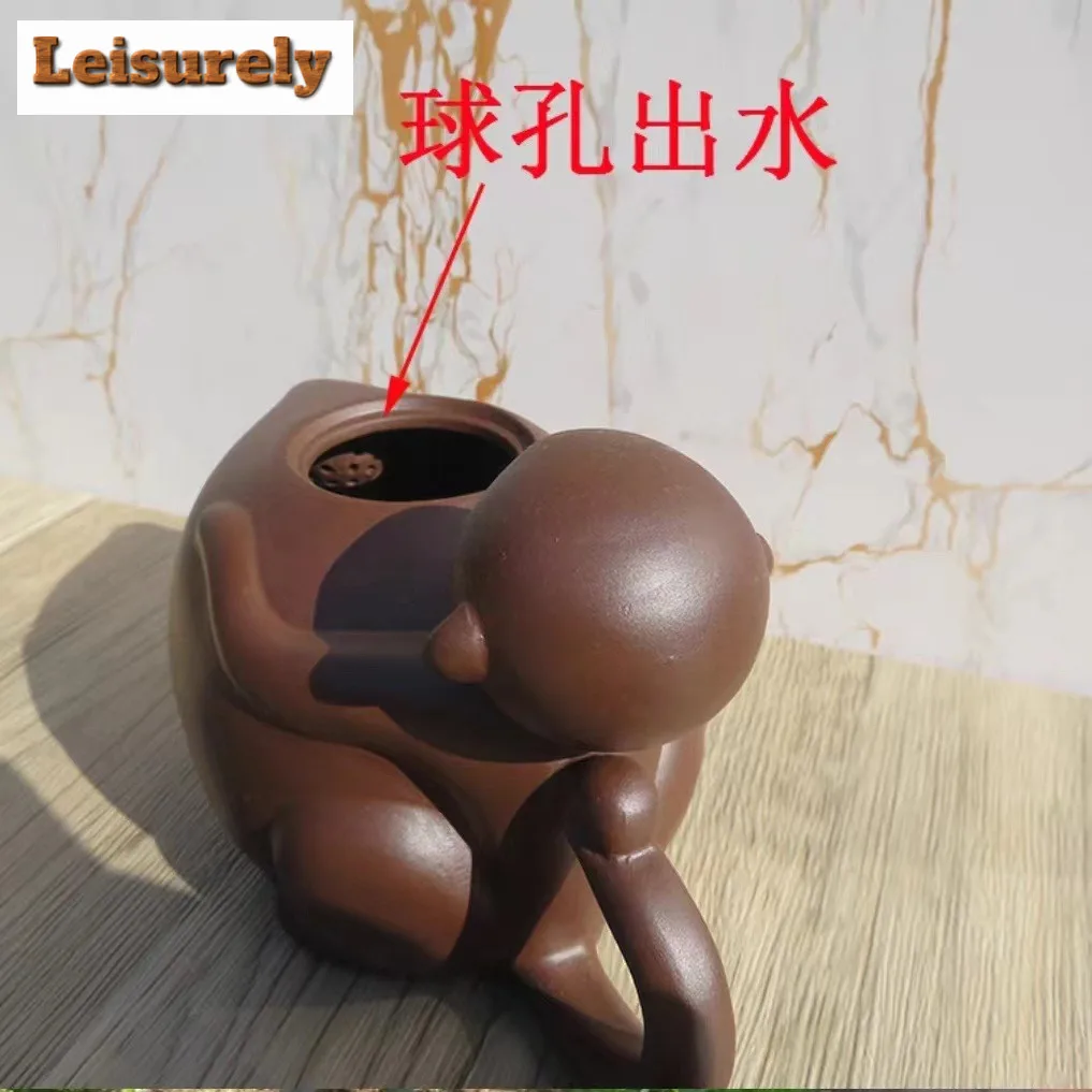 320ml Handmade Yixing Purple Clay Teapots Handmade Monkey Longevity Peach Pot Raw Ore Purple Mud Kettle Chinese Zisha Tea Set