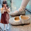 Children's Leather Shoes 3-18 Years Old Sequins Soft Girls Performance Shoes Spring Autumn Gold Flat Non-slip Kids Single Shoes 3