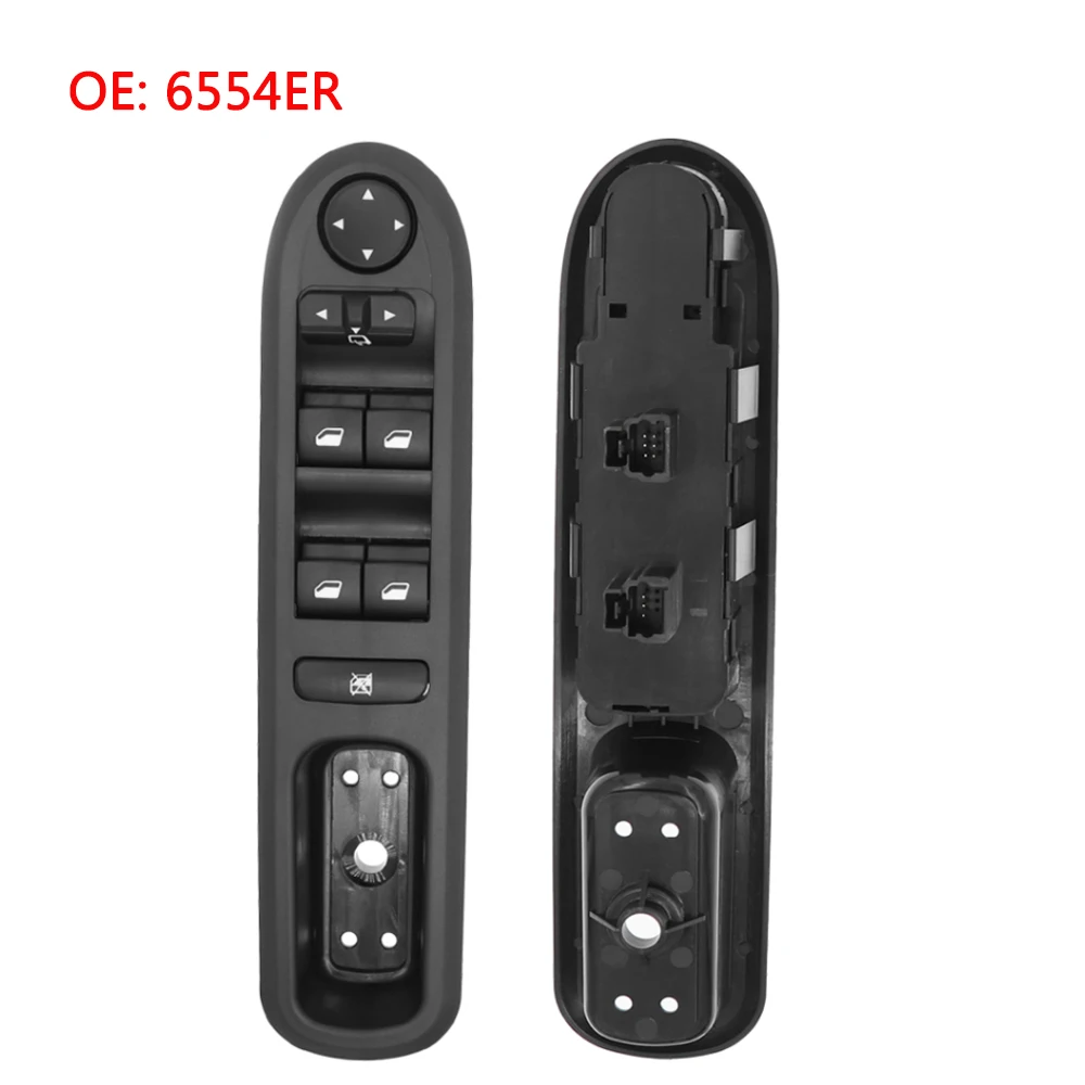 Power Window Switch For Peugeot 207/207SW/207CC - Front Left Master Switch 13 Pin 6554.QA Replacement