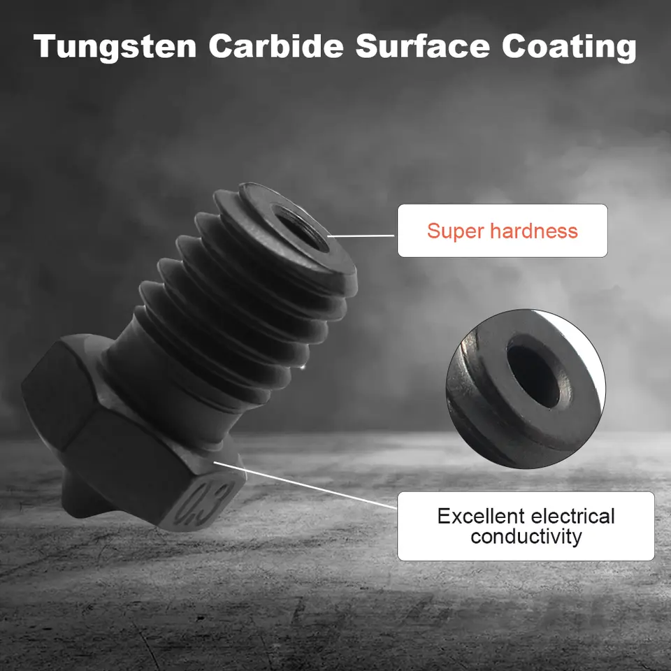 FYSETC E3D V6 Hardened Steel Tungsten Carbide Coated Nozzles High Temperature Resistance and High Quality 3d Printer Parts image 3