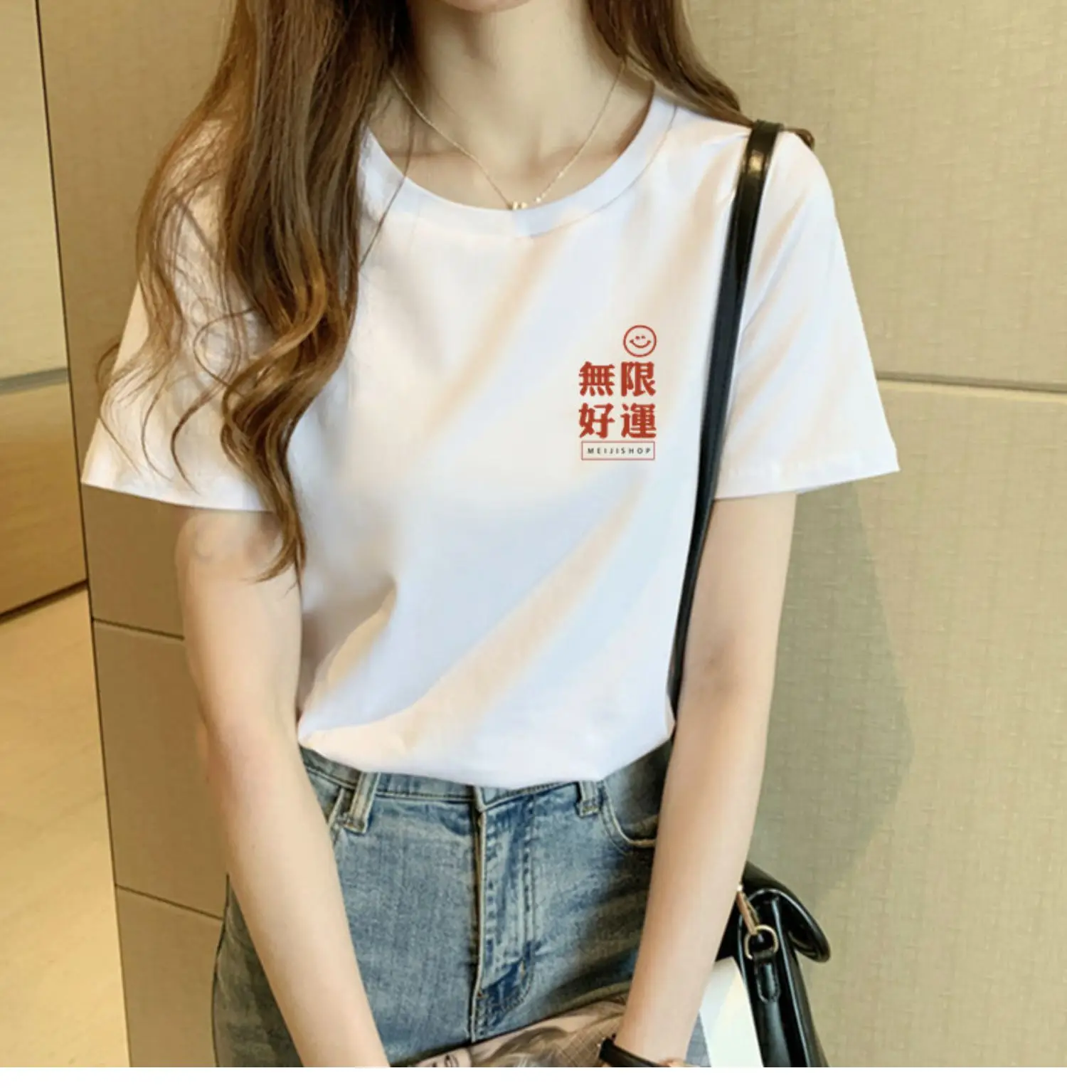 

right shoulder short-sleeved T-shirt for women summer 2024 new style hot girl waist bottoming shirt slim fit top