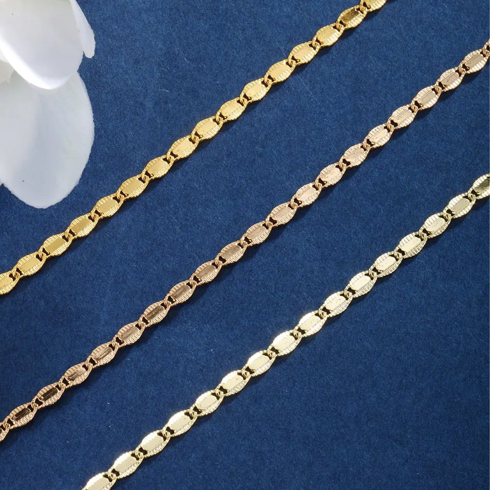 XP 주얼리-( 60 cm * 3.5mm) 금도금 클래식 플랫 체인 목걸이, 멋진 여성 남성 여성 패션 주얼리 