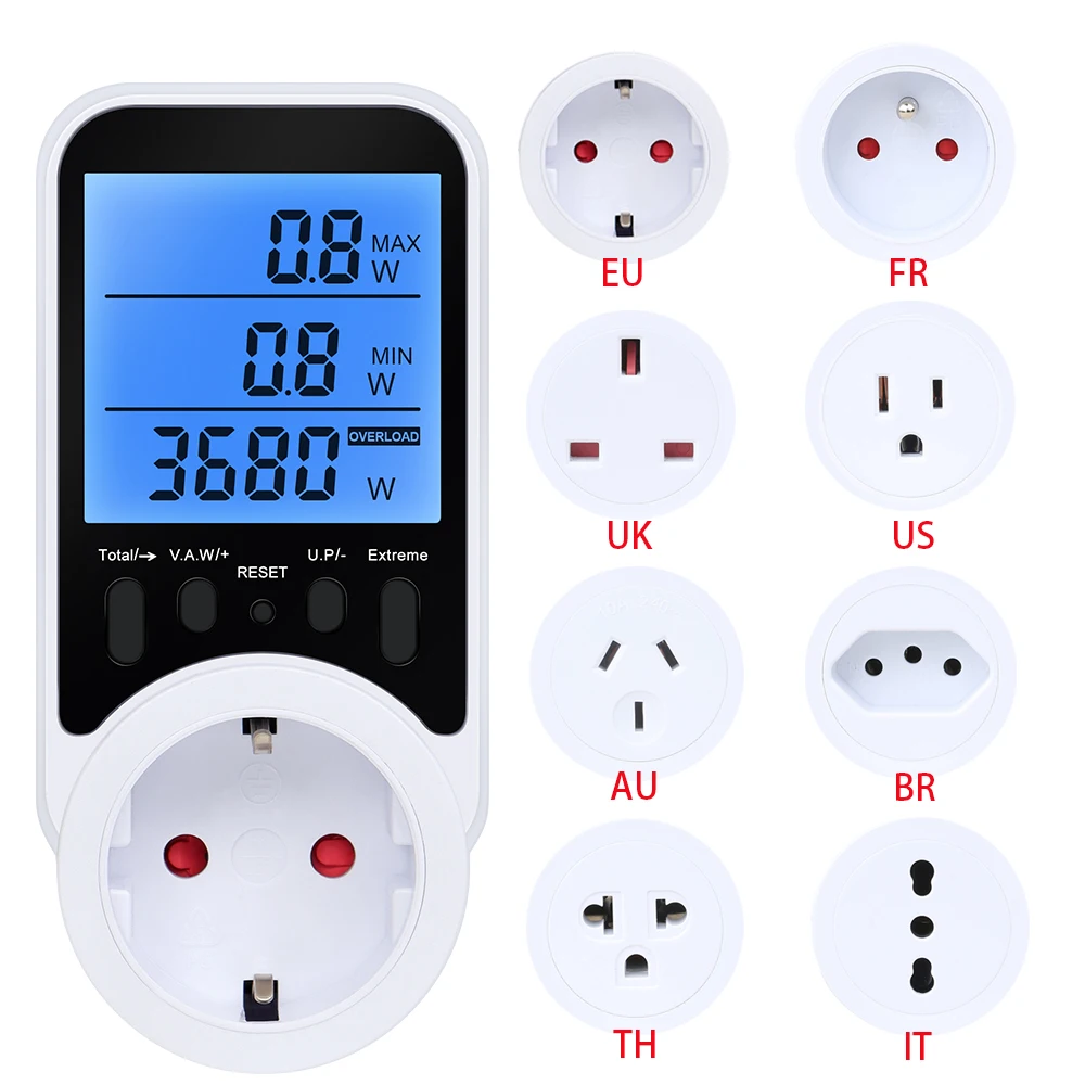 Digital Power Meter Monitors Outlet Electricity