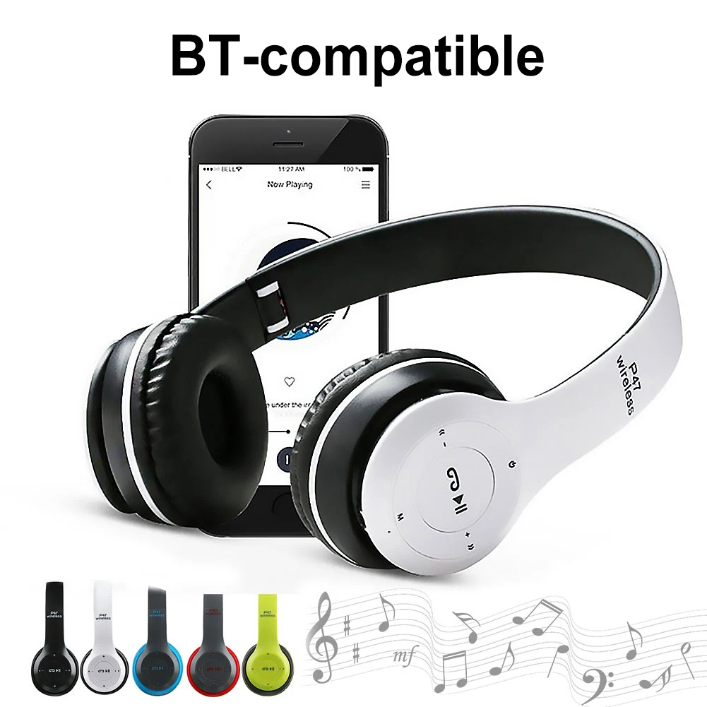 P47 Wireless Game Headset Noise Cancelling Sports BT5.0 Headphones Studio Pro Card Mp3 Player Support Hands-Free Built-in Mic 5