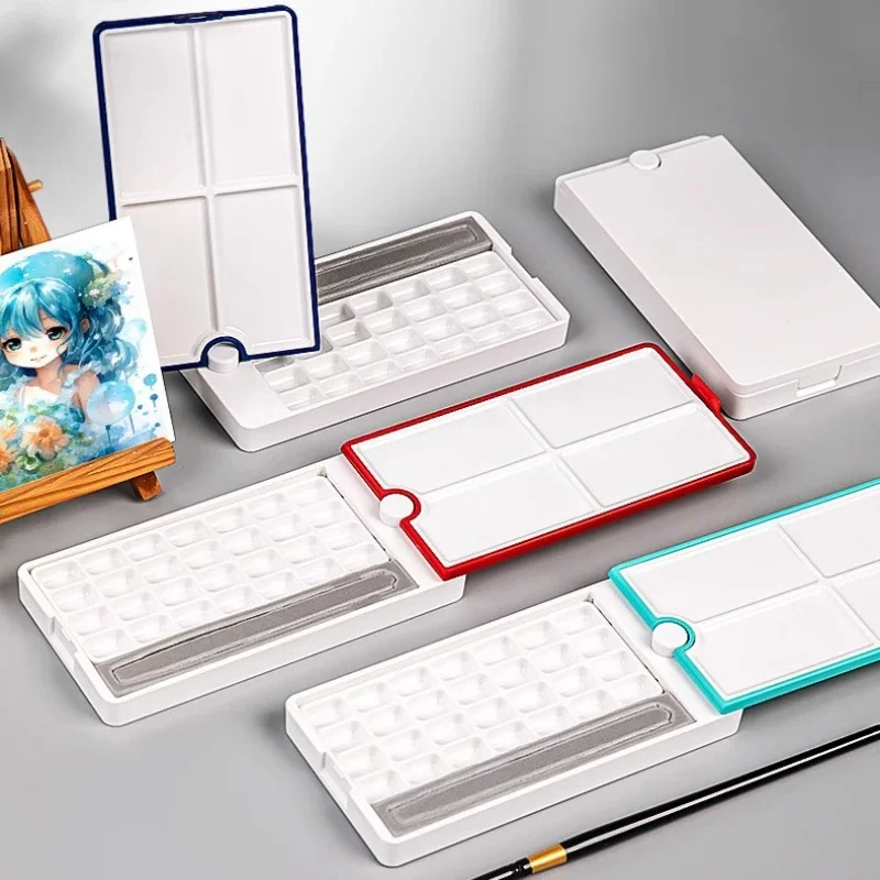 Watercolor Palette 360&deg; Roating Empty Watercolor Palette Painting Paint Tray Box 24 Grid for DIY Travel Gouache Oil Acrylic Paint Palette Half Pan