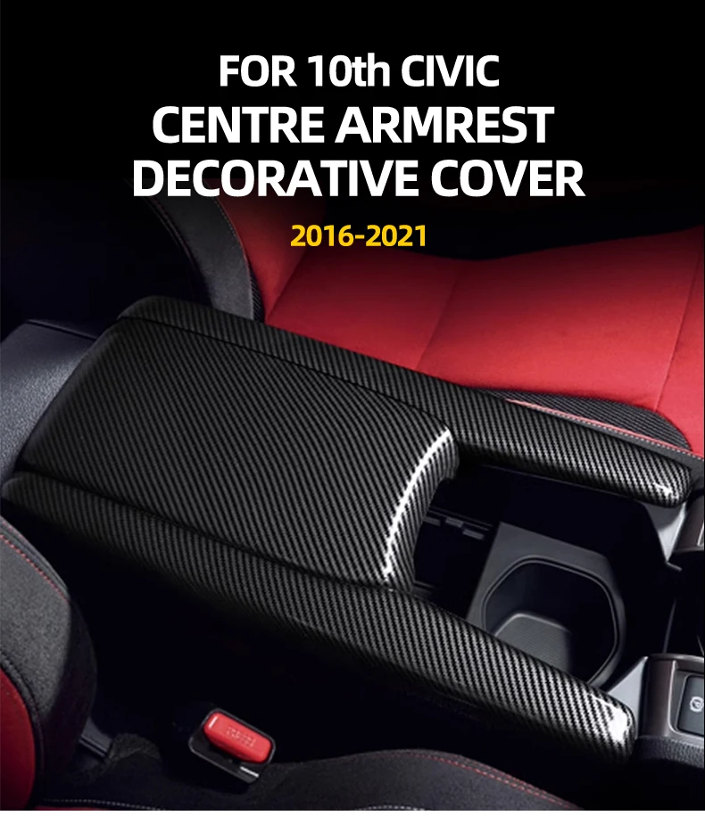 Für HONDA 2016-2021 10. CIVIC SEDAN HATCHBACK TYPE-R Mittelarmlehnenbox-Schutzhülle, dekorative Abdeckung, Innenzubehör – Detail 1