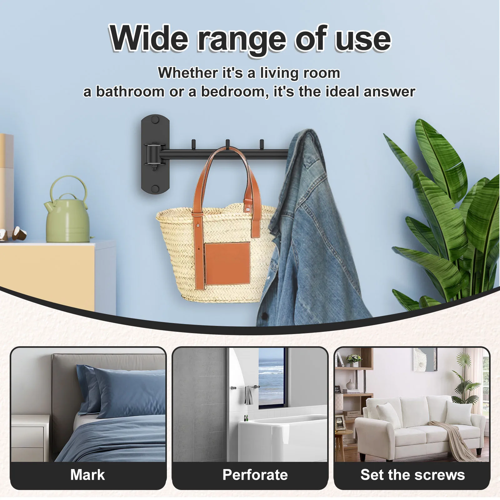 Stainless Steel Rotatable Wall Mounted Clothes Rack
