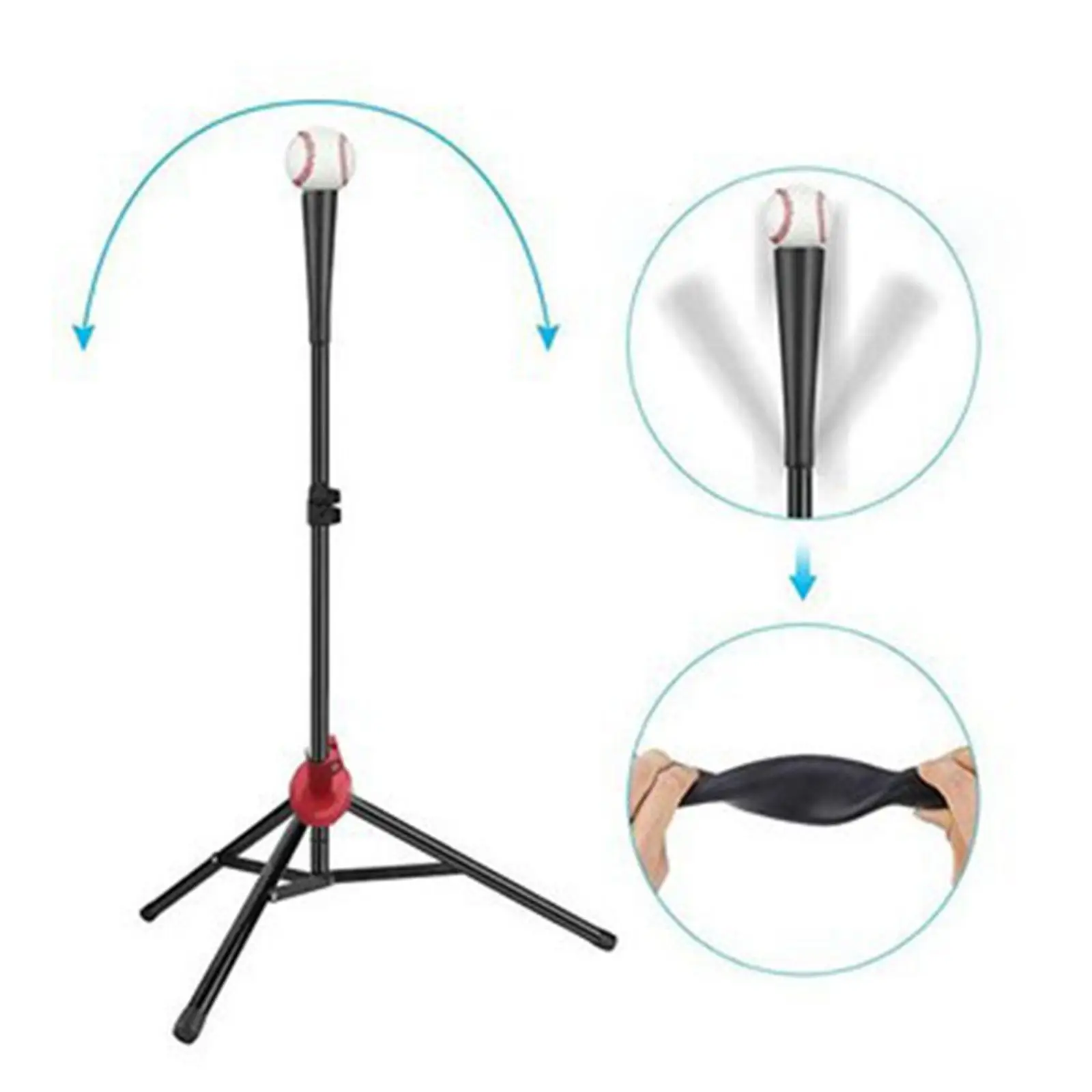 Baseball Batting Tee Practical Tee Tripod Stand Hitting Tee Stand for Sports Lovers Indoor Women Men Travel Pitching Balls