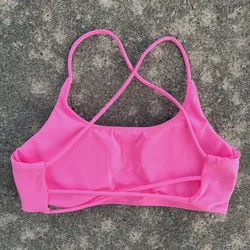 Solid Color Women's Cross-Back Fitness Bra - Yoga Vest with Chest Pad and Four Shoulder Straps - M (Cosmos powder)