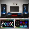 Fireplace Entertainment Center Set, Includes 70" Fireplace TV Stand & 2 LED Highgloss Bookcases, Modern Storage Cabinets 3