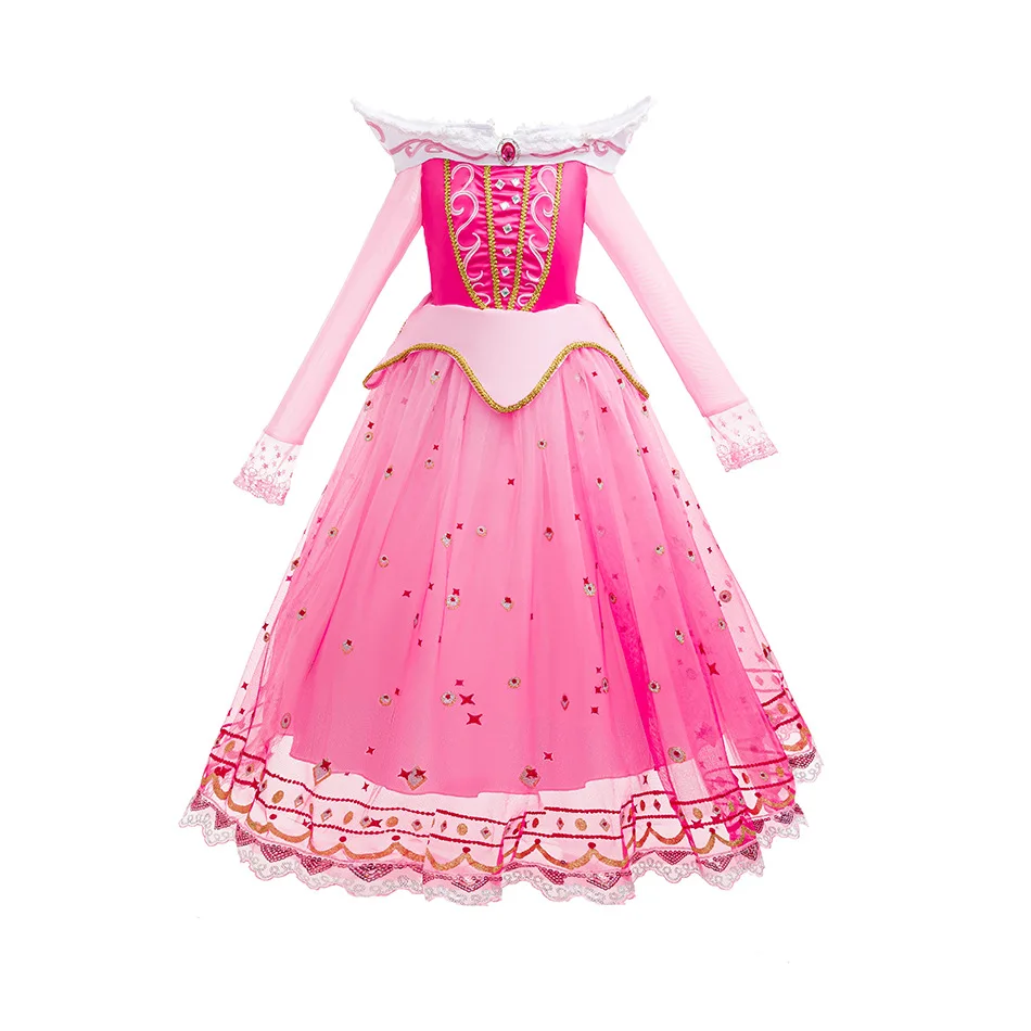 Exquisite Elegante Prinzessinnen-Puffball-Kinderkostüme Aurora Rollenspiel Halloween Geburtstag Karneval Party Dornröschen Königliche Kleider – Detail 2