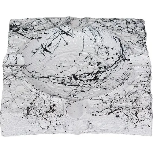 

Flovart Handmade Gift Decorative Pattern Baroque Ashtray-White Black Marble