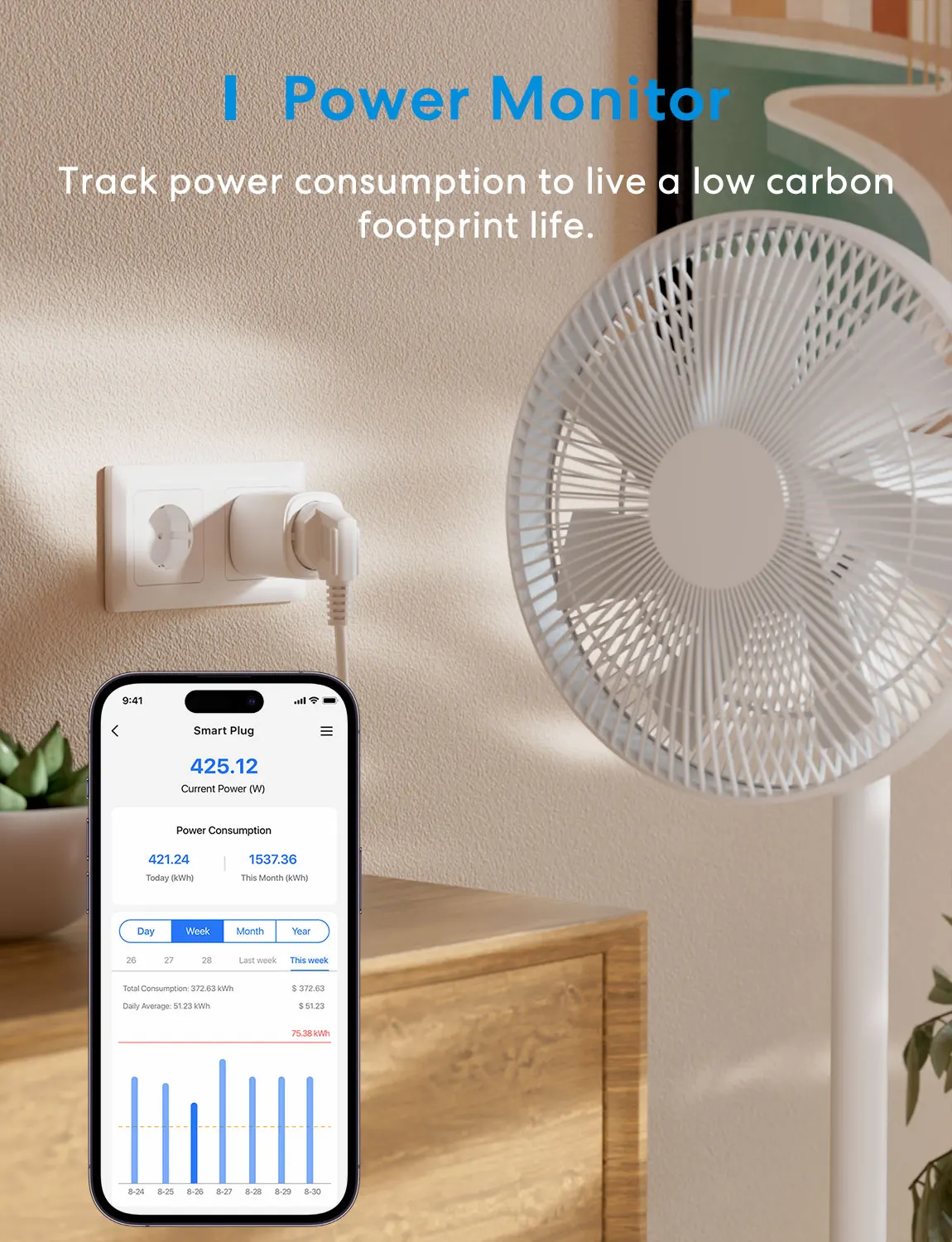 메로스 스마트 와이파이 플러그 미니 MSS315 에너지 모니터 16A 최대 지원 매터, 알렉사, 홈킷 와이파이 소켓