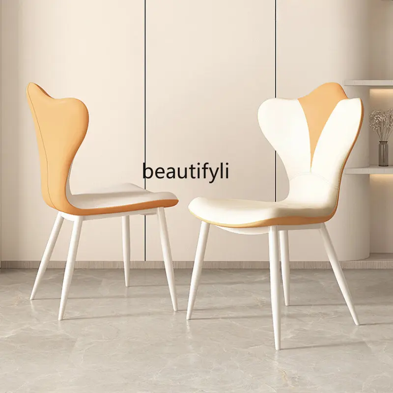 

Italian Light Luxury Dining Chair Household Minimalist Small Apartment Dining Table Cream Style Backrest Stool