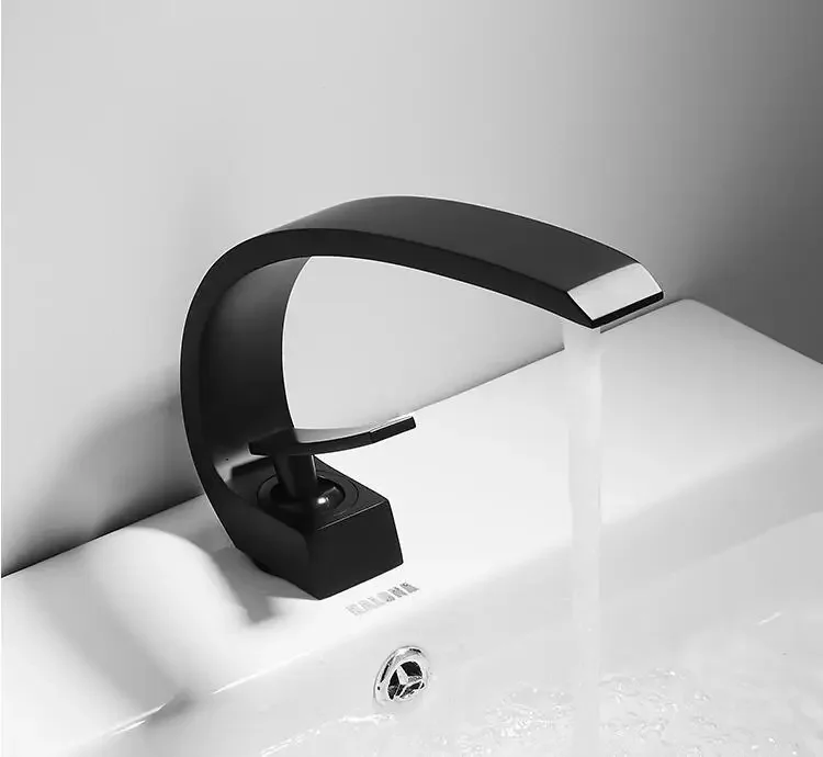 Description Picture 6 of itemBasin Faucet Modern Bathroom Mixer Tap Rose Gold Wash Single Handle Hole Hot and Cold Waterfall