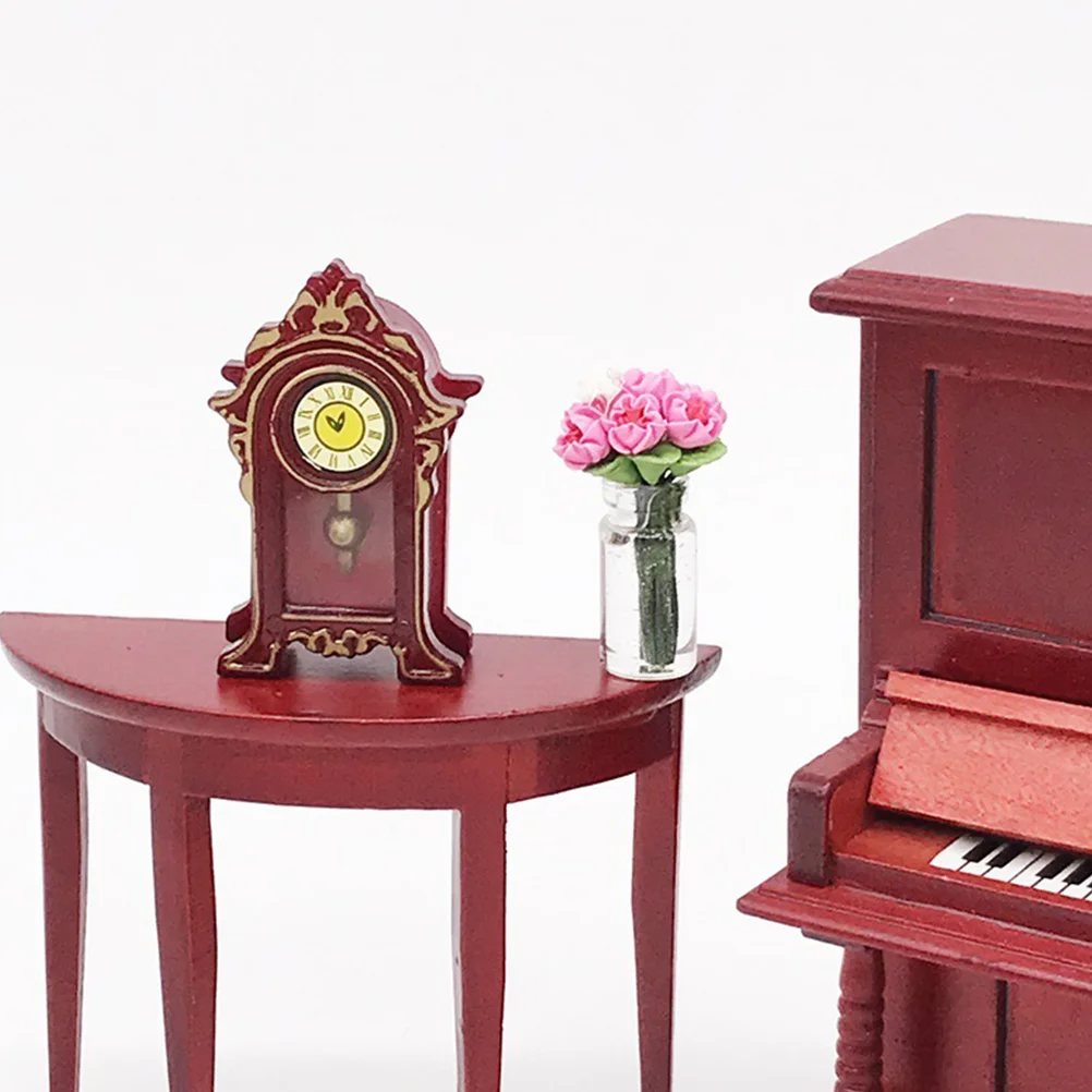 Miniature Pendulum Clock Mini Classical Mantel Clock Small Wooden Figurine House Floor Clock Decorative Table Clock Wooden 5