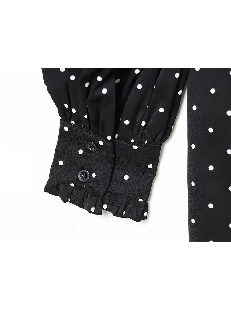 2026 New Women V Neck Mini Dress Fashion Polka Dot Printed Long Sleeve Dress Casual Short Dress With Scarf Chic Lady Clothes