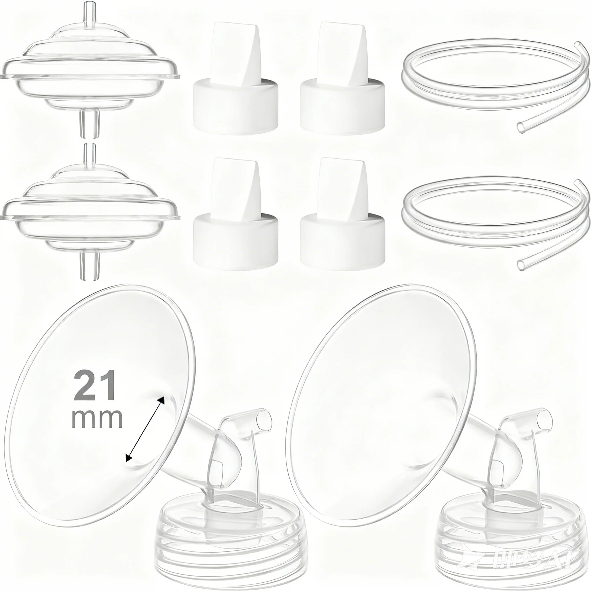 ชุดอุปกรณ์เสริมเครื่องปั๊มนม - ชุดหน้าแปลนขนาด 20 มม. ใช้ได้กับ Spectra S1/S2/Motif Luna, วาล์ว, ท่อ และตัวป้องกันการไหลย้อนกลับ 1