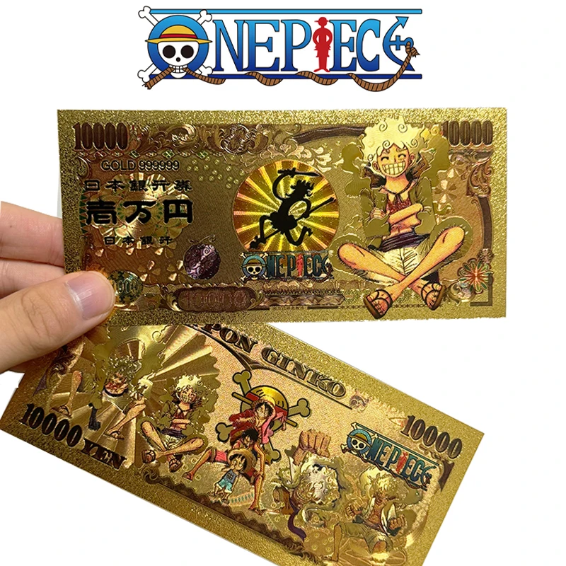 Anime One Piece Toy Golden Cards PVC Zoro Luffy Nika 10 Kinds Commemorative Banknote Collections Toys Gifts For Party