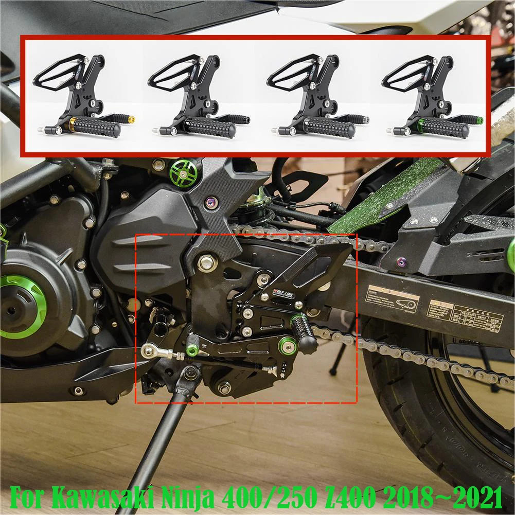 

Adjustment Rider Motorcycle Footrests Rearset Rear Footpeg Foot Rest Holder For Kawasaki Ninja 400 250 Z 2018-2021 Ninja400 Z400