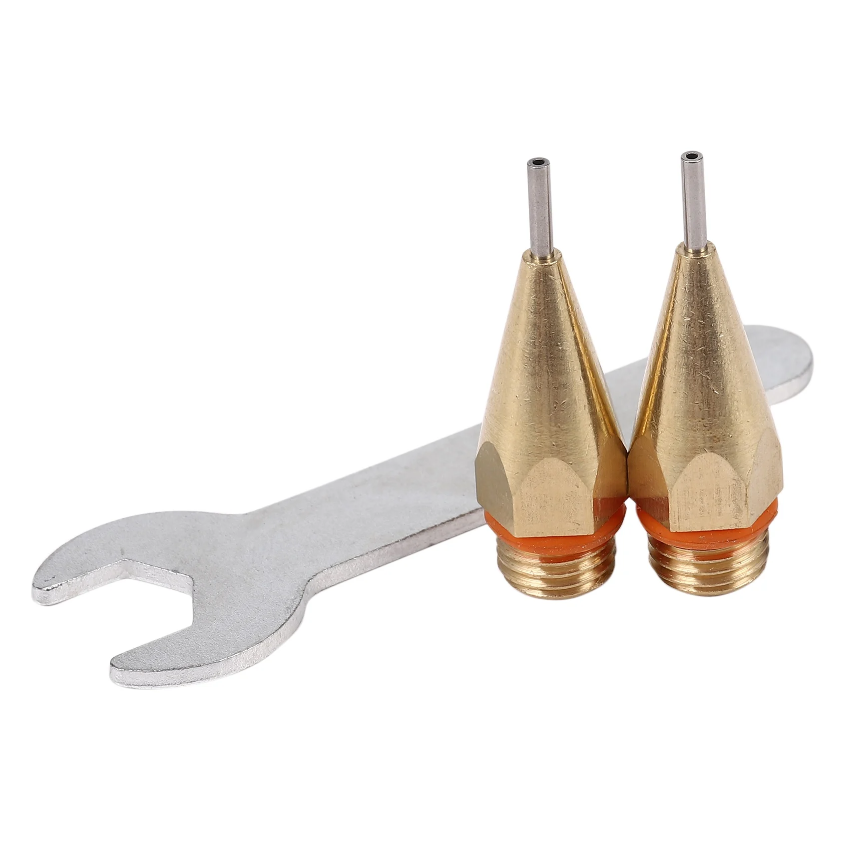 2Pcs 1Mm Diameter Hot Melt Glue Nozzle 1.0X40Mm Copper Nozzle With Wrench Interchangeable Parts