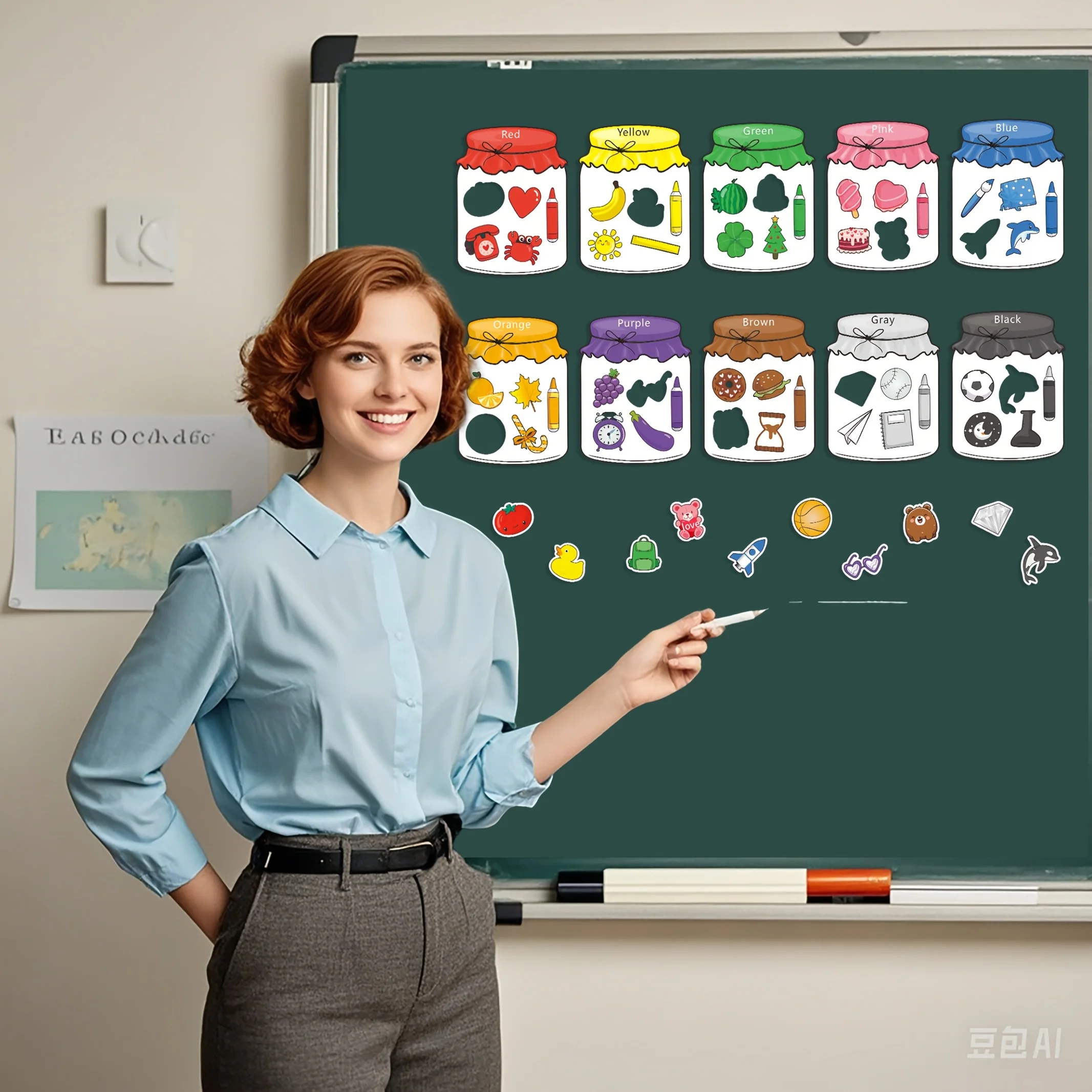 Magnetisches Sortierset mit Farberkennung, pädagogisches Magnet-Obstspielzeug für Babys, Kleinkinder, Kinder, Magnete für Kühlschrank, Whiteboard – Detail 7