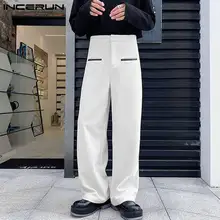 

Fashion Casual Style Men's High Waist Pantalons Stylish INCERUN Male Long Pants Party Nightclub Hot Sale Straight Trousers S-5XL