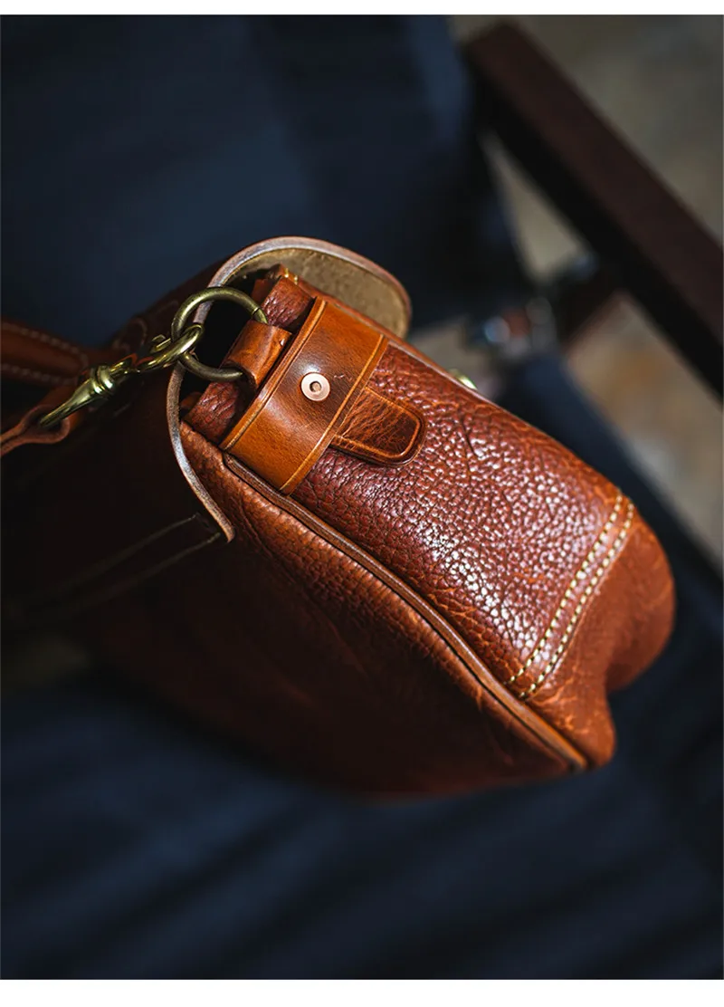 Vintage fashion designer high quality natural genuine leather men handbag Outdoor work weekend luxury real cowhide crossbody bag