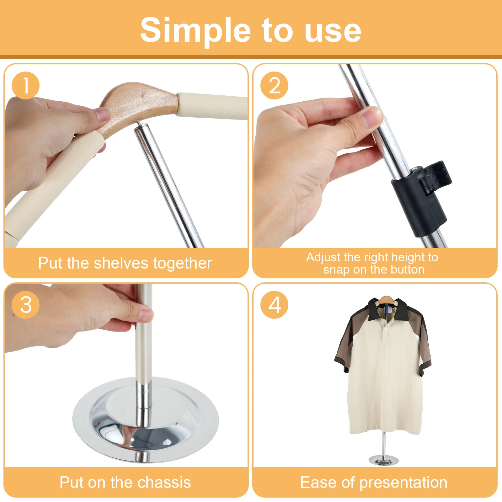 T Shirt Display Stand Height Adjustable T Shirt Rack Metal Clothing Display Stand Stable Base Multipurpose Hanging Clothing
