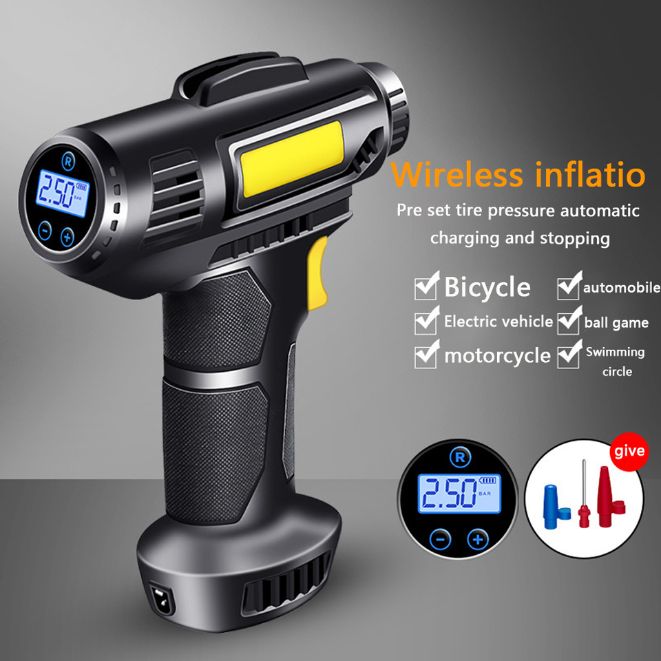 Multi functional wireless car inflation pump, high-pressure portable pump for car/electric vehicle/bicycle tires