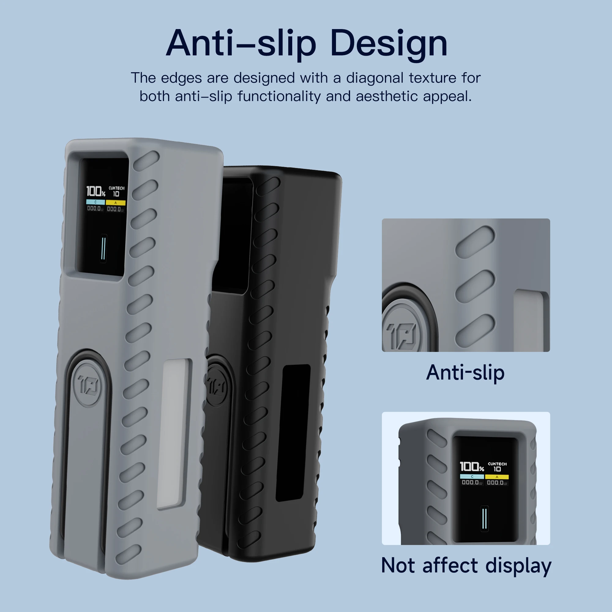SIKAI Silicone Case for CUKTECH 10 Power Bank with Cable Storage Travel Protective Cover Shockproof Anti-Slip Protective Sleeve