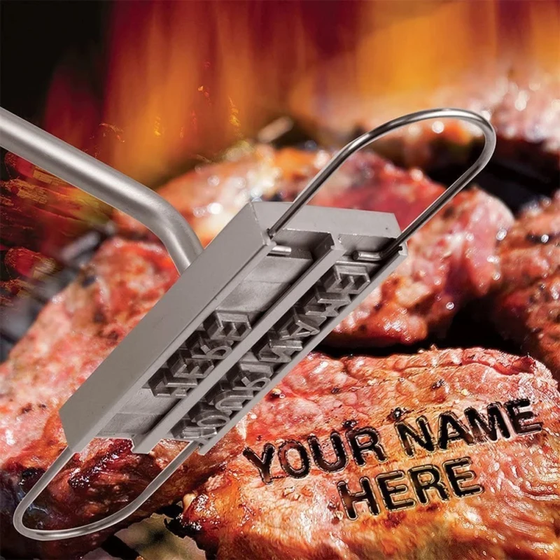 

BBQ Branding Iron with Changeable Letters Creative Barbecue Steak Names Press Tool for Grilling Outdoor Personalized Grilling