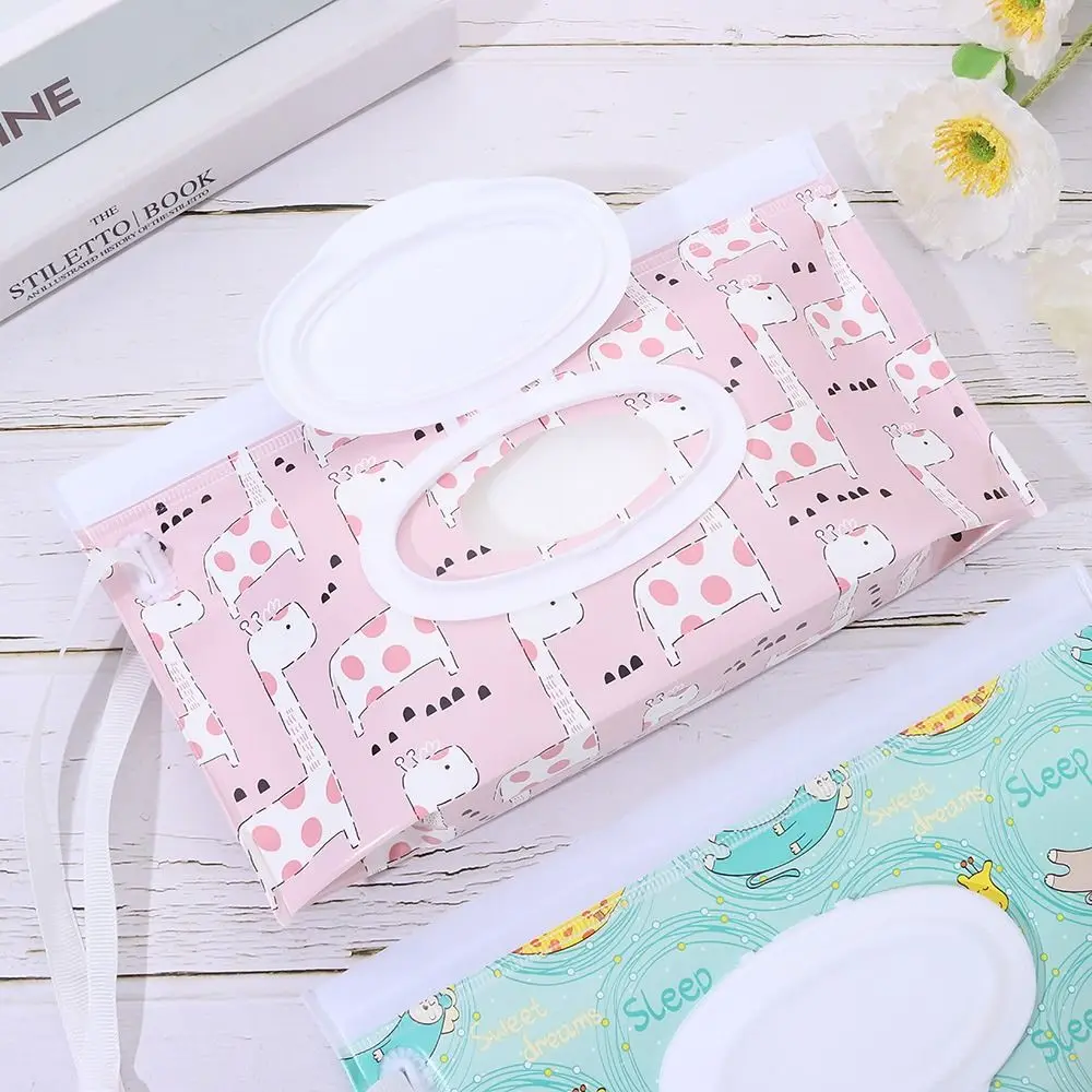 EVA Baby Wet Wipe Pouch Wipes Holder Case Flip Cover Snap-Strap Reusable Refillable Wet Wipe Bag Outdoor Useful Tissue Box 3